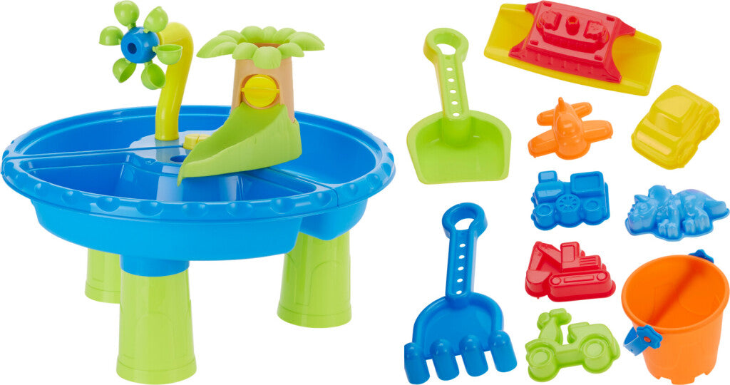 Hervorragender Sand- und Wasserspieltisch mit Zubehör für den Haushalt