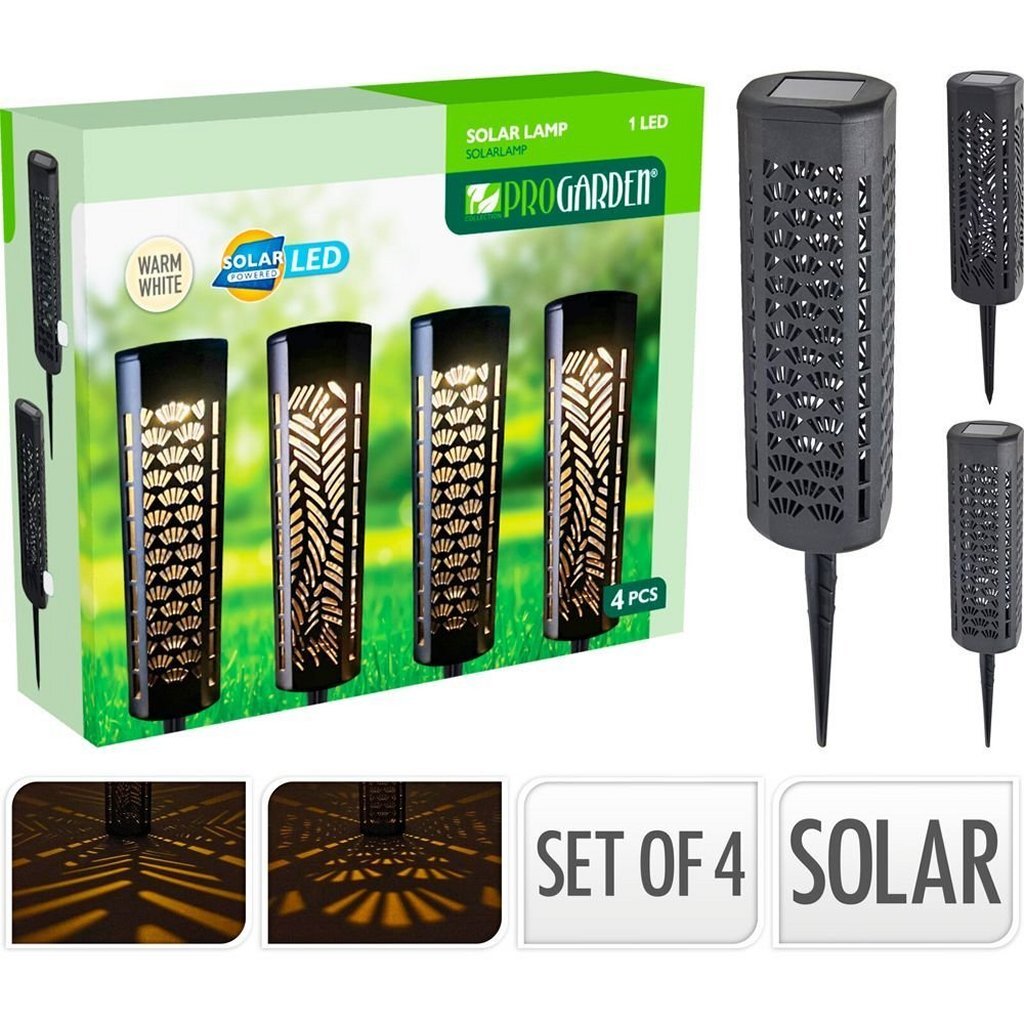 Pro Garden Solar Design Gartenlampen 4 Stück schwarz