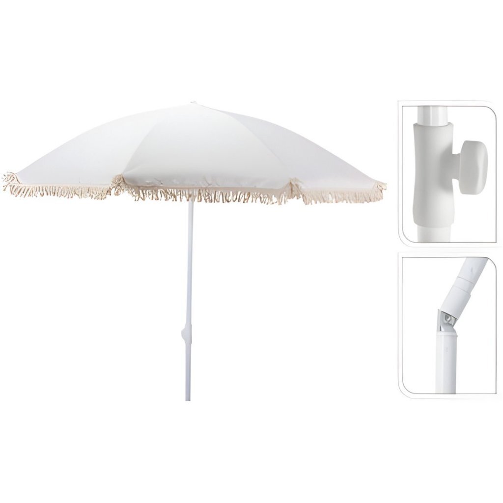Andere Marken Profi-Strandschirm Aruba mit Fransen 180 cm ecru