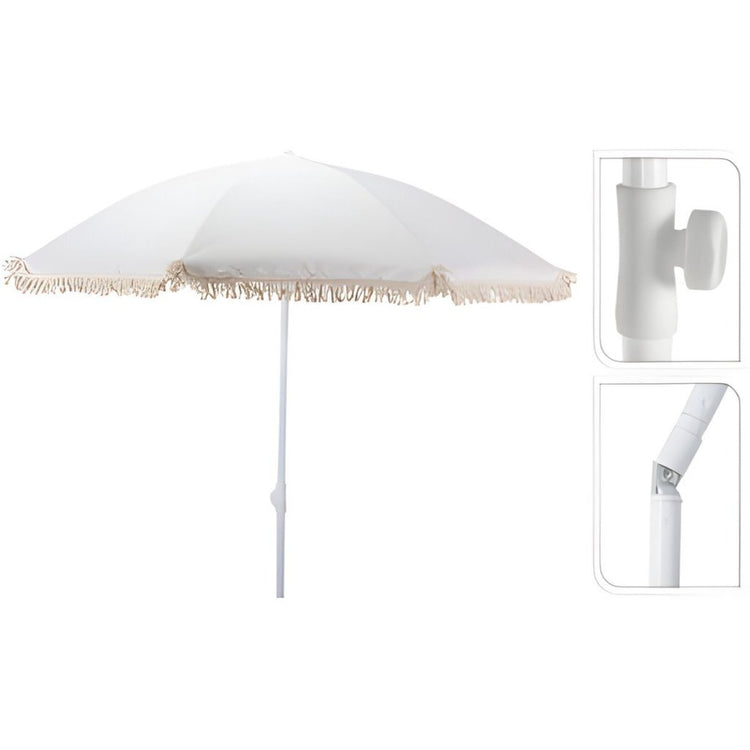 Andere Marken Profi-Strandschirm Aruba mit Fransen 180 cm ecru