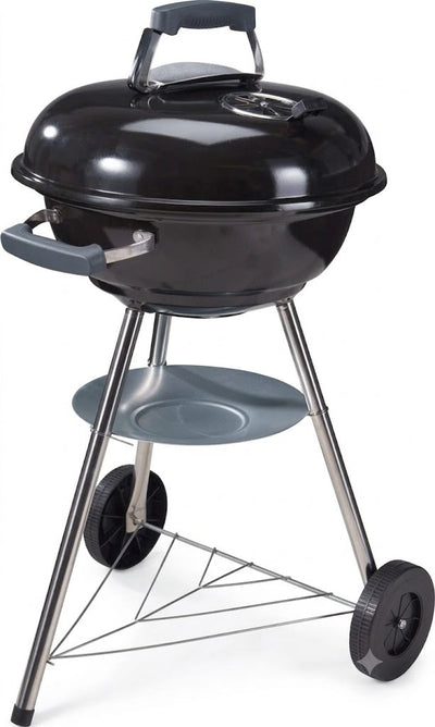 BBQ Collection Kugelgrill im BBQ-Grill-Stil mit Deckel und Rädern, Holzkohlegrill, 45 cm, Schwarz