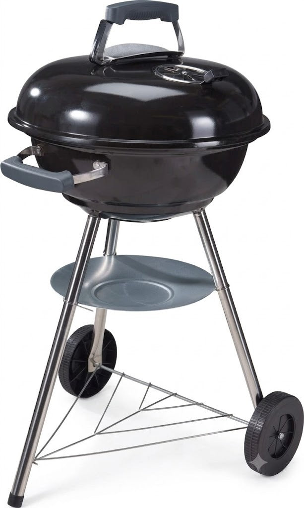 BBQ Collection Kugelgrill im BBQ-Grill-Stil mit Deckel und Rädern, Holzkohlegrill, 45 cm, Schwarz