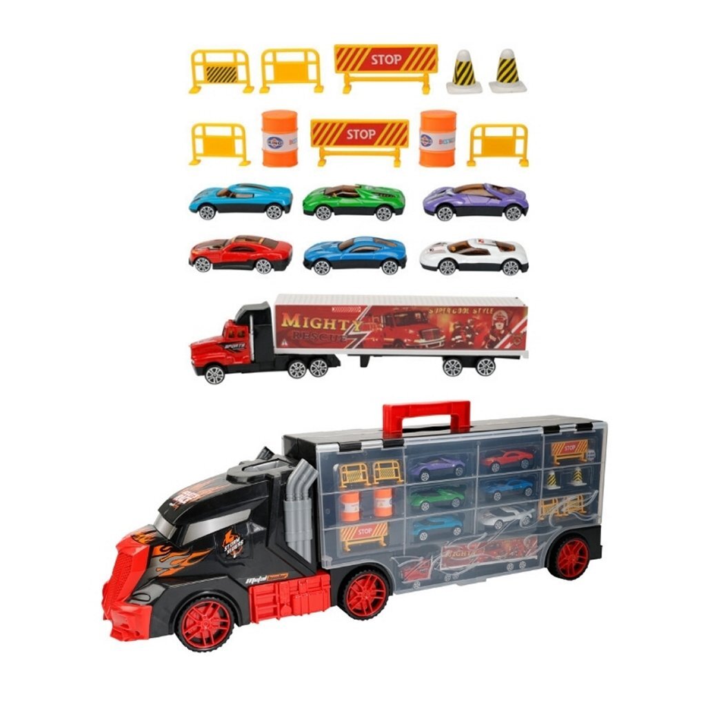 Sonstige Marken Lkw mit Anhänger + 6 Autos + Lastwagen und Zubehör