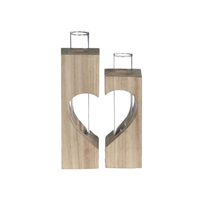 Ideen 4 Jahreszeiten Holzrohrhalter Herz 4x4xh14,5cm Set 2