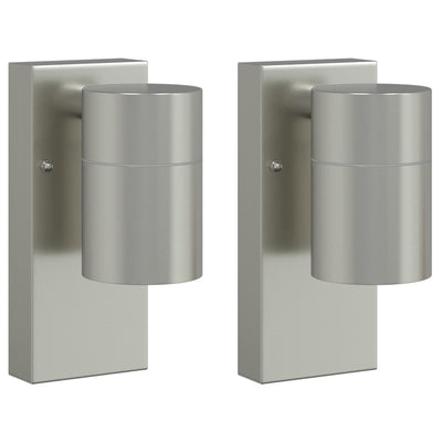 Vidaxxl Außenwandleuchte 2 Stk. Silber 6,5 x 10,5 x 16 cm Edelstahl und Glas