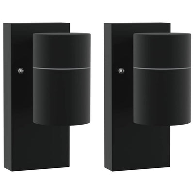 Vidaxx Außenwandleuchte 2 Stück schwarz 6,5 x 10,5 x 16 cm Edelstahl und Glas