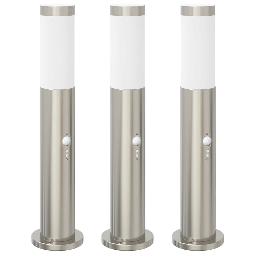 Vidaxx Pollerbeleuchtung mit Sensor 3 Stück 50 cm Edelstahl IP44