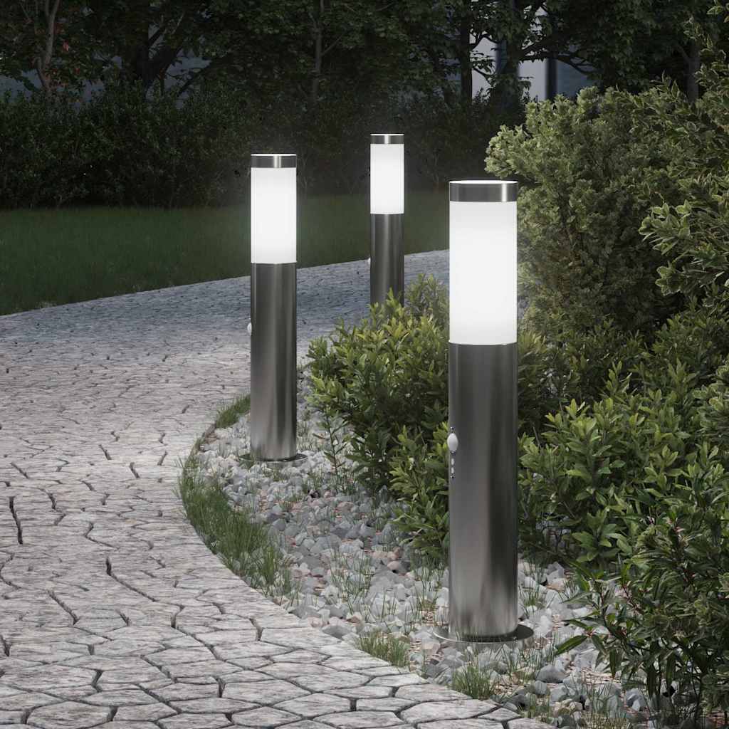 Vidaxx Pollerbeleuchtung mit Sensor 3 Stück 50 cm Edelstahl IP44