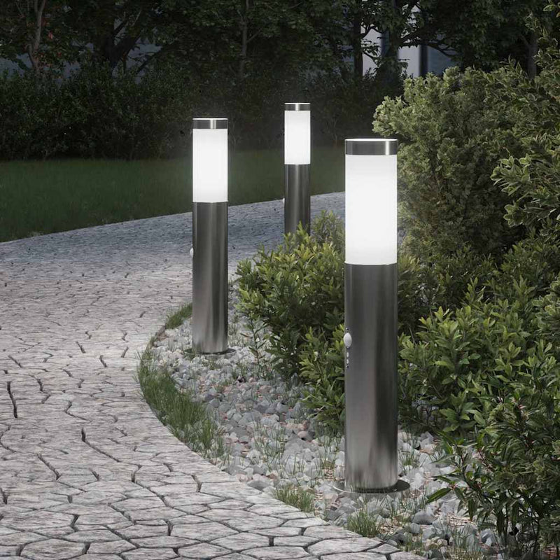Vidaxx Pollerbeleuchtung mit Sensor 3 Stück 50 cm Edelstahl IP44