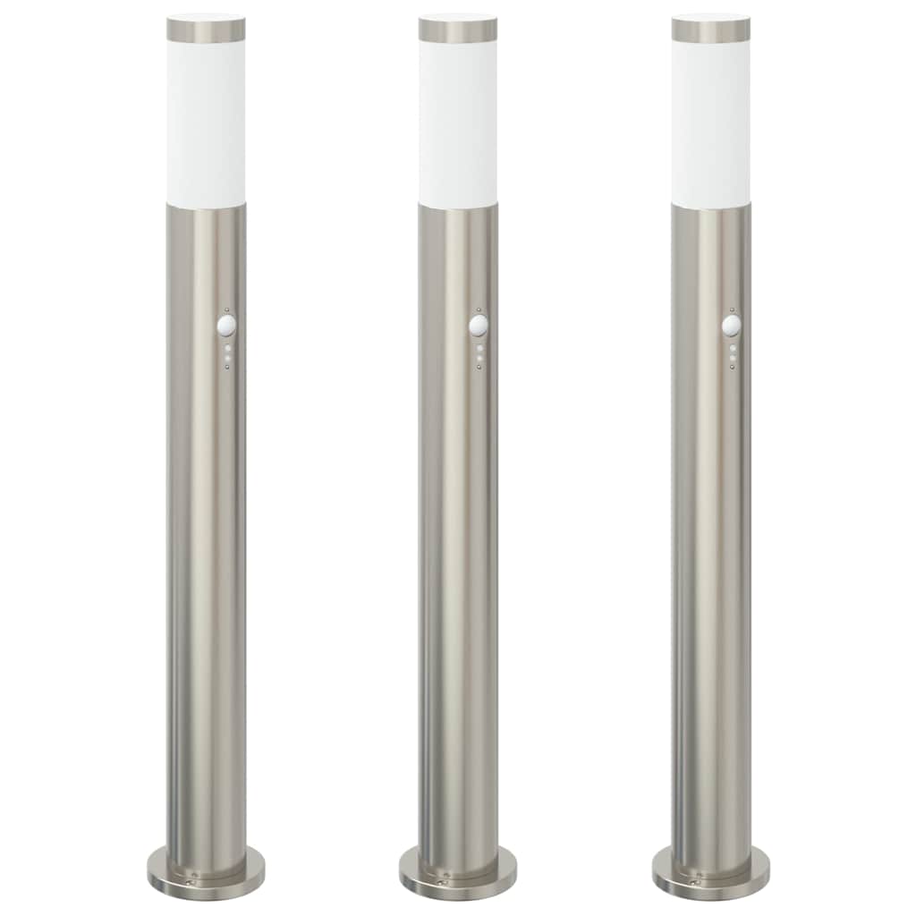 VidaXL Pollerbeleuchtung mit Sensor 3 Stück 80 cm Edelstahl IP44