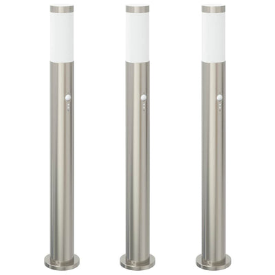 VidaXL Pollerbeleuchtung mit Sensor 3 Stück 80 cm Edelstahl IP44