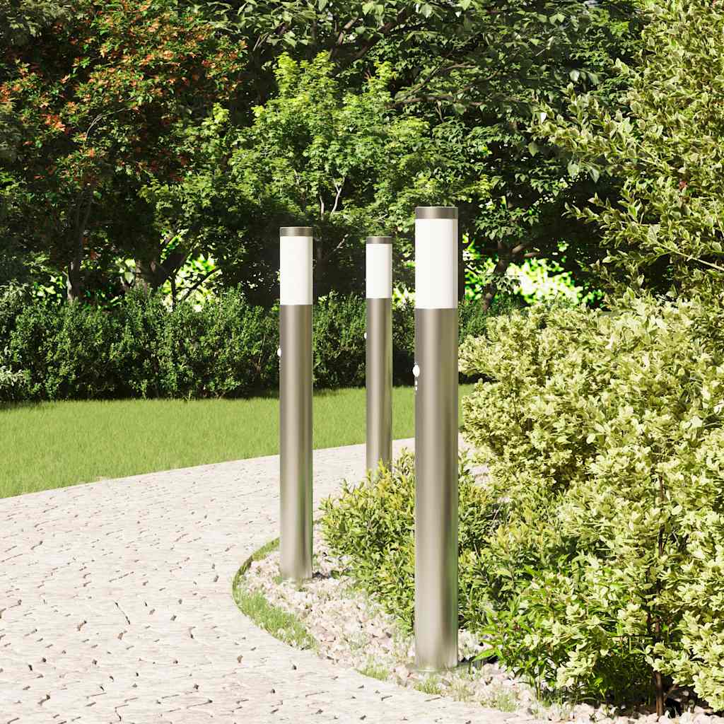 VidaXL Pollerbeleuchtung mit Sensor 3 Stück 80 cm Edelstahl IP44
