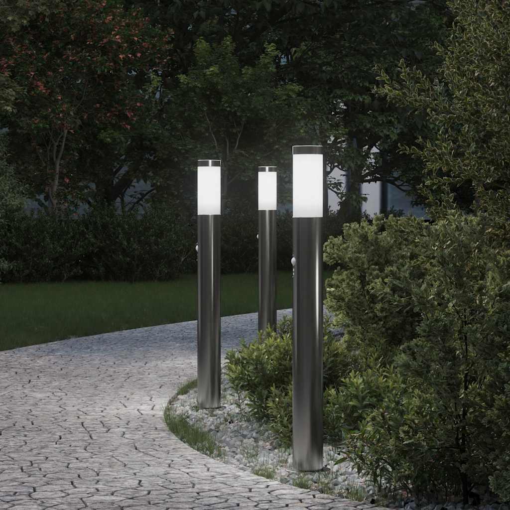 VidaXL Pollerbeleuchtung mit Sensor 3 Stück 80 cm Edelstahl IP44