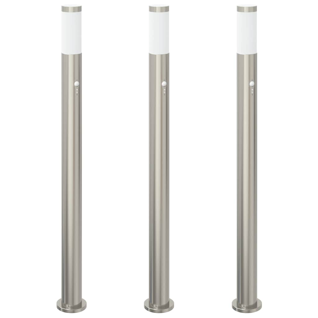 VidaXL Pollerbeleuchtung mit Sensor 3 Stück 110 cm Edelstahl IP44
