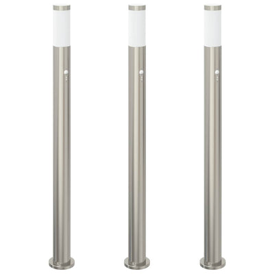 VidaXL Pollerbeleuchtung mit Sensor 3 Stück 110 cm Edelstahl IP44