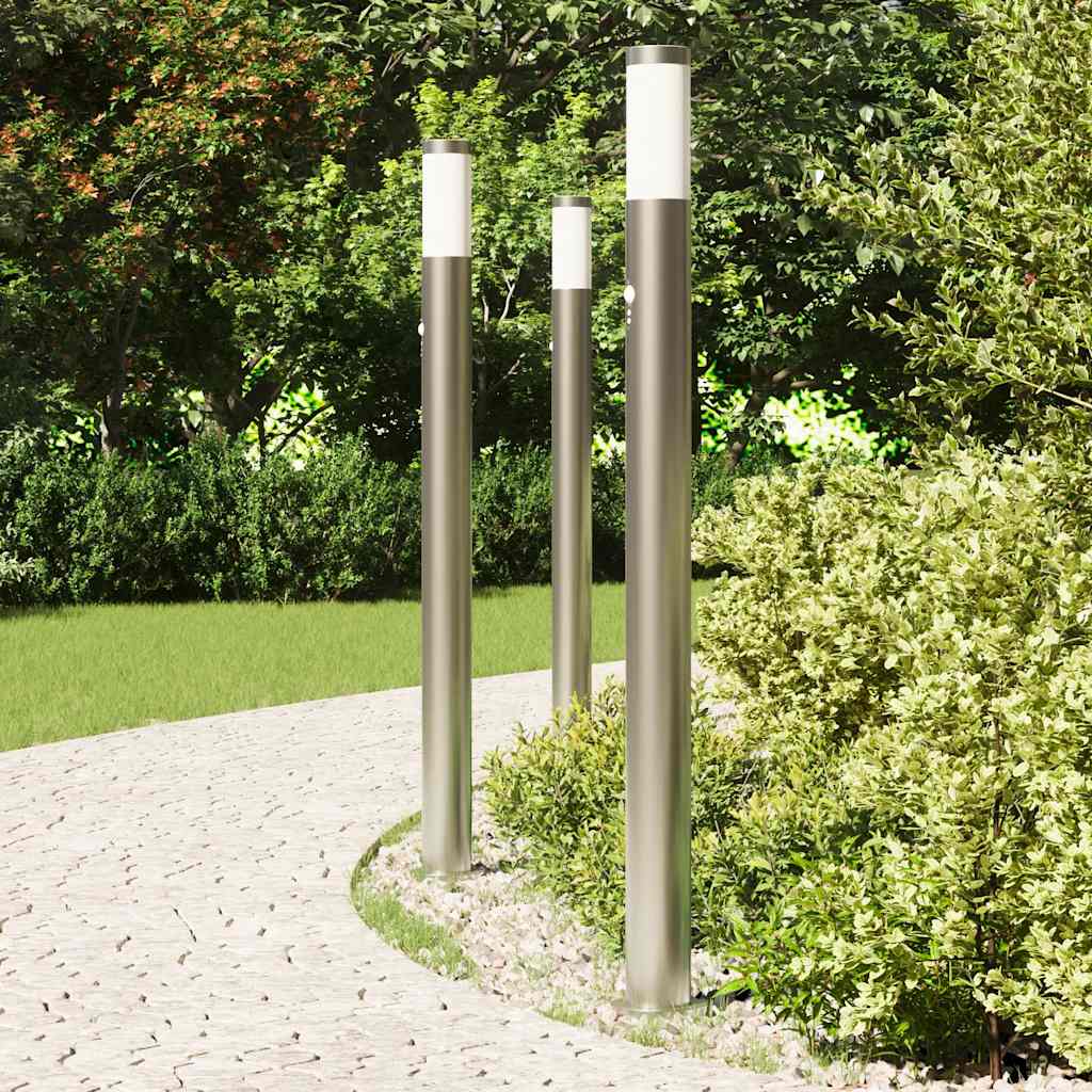 VidaXL Pollerbeleuchtung mit Sensor 3 Stück 110 cm Edelstahl IP44