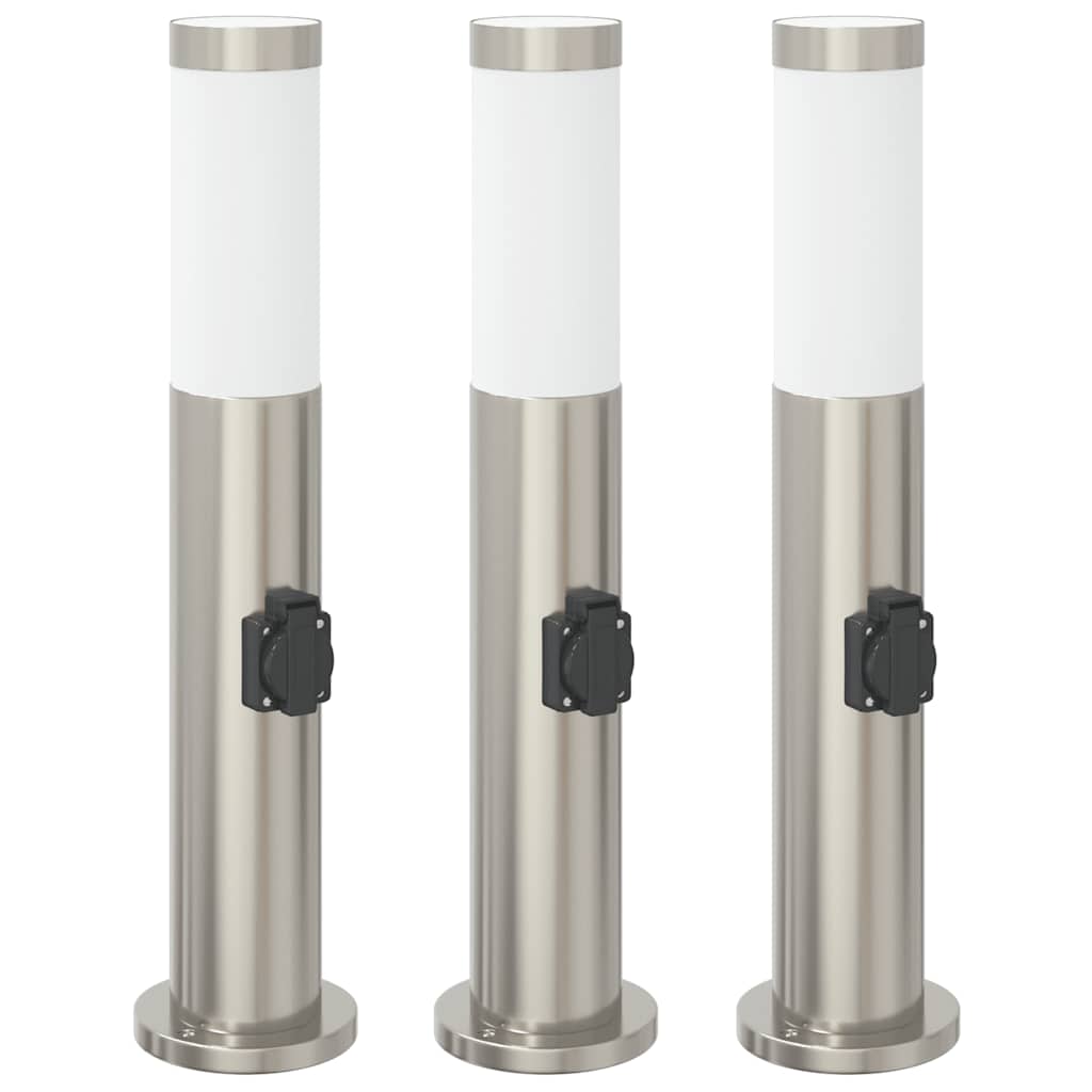 Vidaxx Pollerleuchte mit Fassung 3 Stück 50 cm Edelstahl IP44