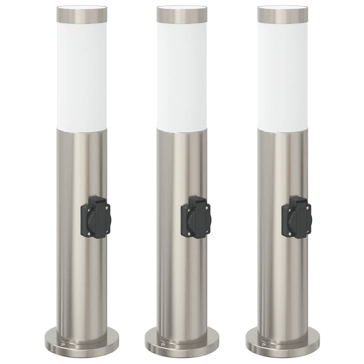 Vidaxx Pollerleuchte mit Fassung 3 Stück 50 cm Edelstahl IP44