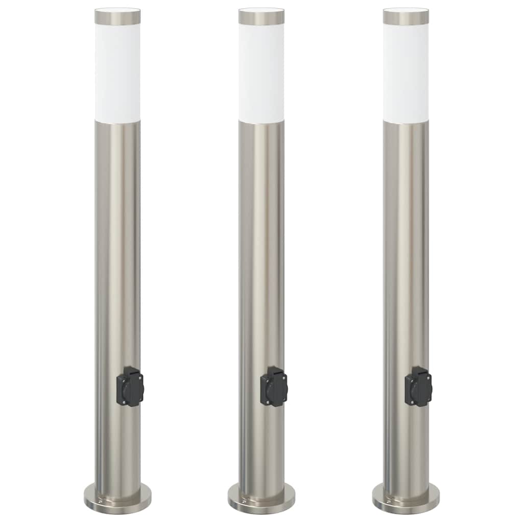 Vidaxx Pollerbeleuchtung mit Fassung 3 Stück 80 cm Edelstahl IP44