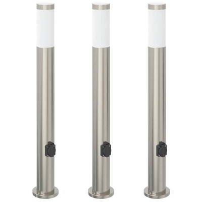 Vidaxx Pollerbeleuchtung mit Fassung 3 Stück 80 cm Edelstahl IP44