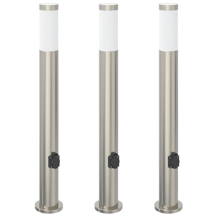 Vidaxx Pollerbeleuchtung mit Fassung 3 Stück 80 cm Edelstahl IP44