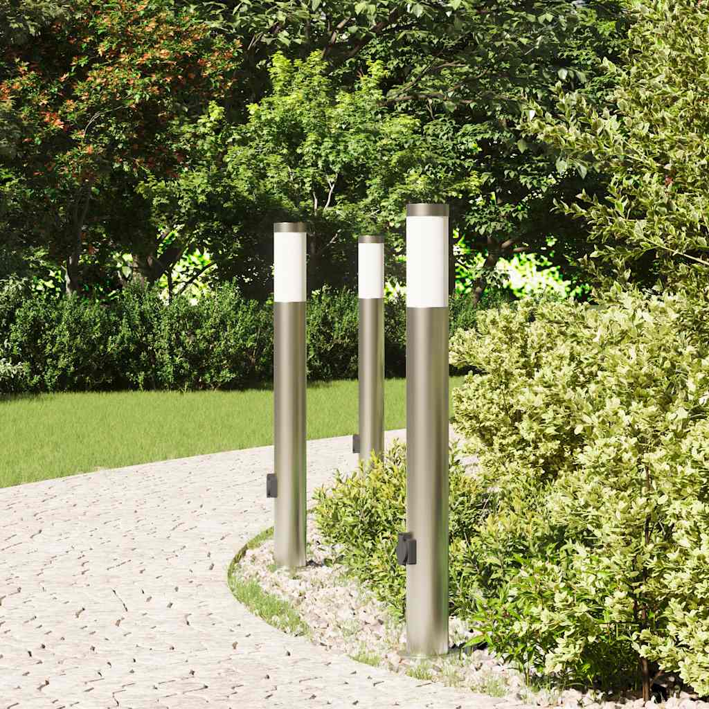 Vidaxx Pollerbeleuchtung mit Fassung 3 Stück 80 cm Edelstahl IP44