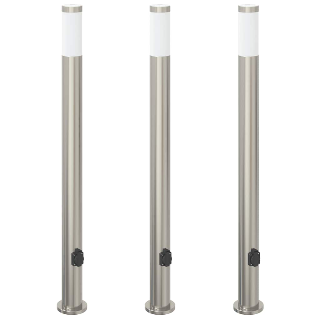 Vidaxx Pollerleuchte mit Fassung 3 Stück 110 cm Edelstahl IP44