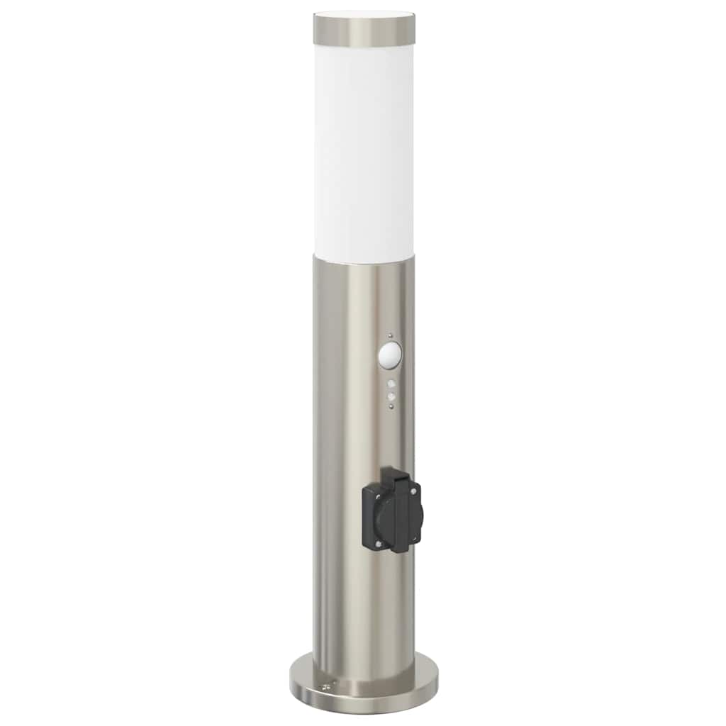 Vidaxx Pollerbeleuchtung mit Sensor und Steckdose 50 cm Edelstahl IP44