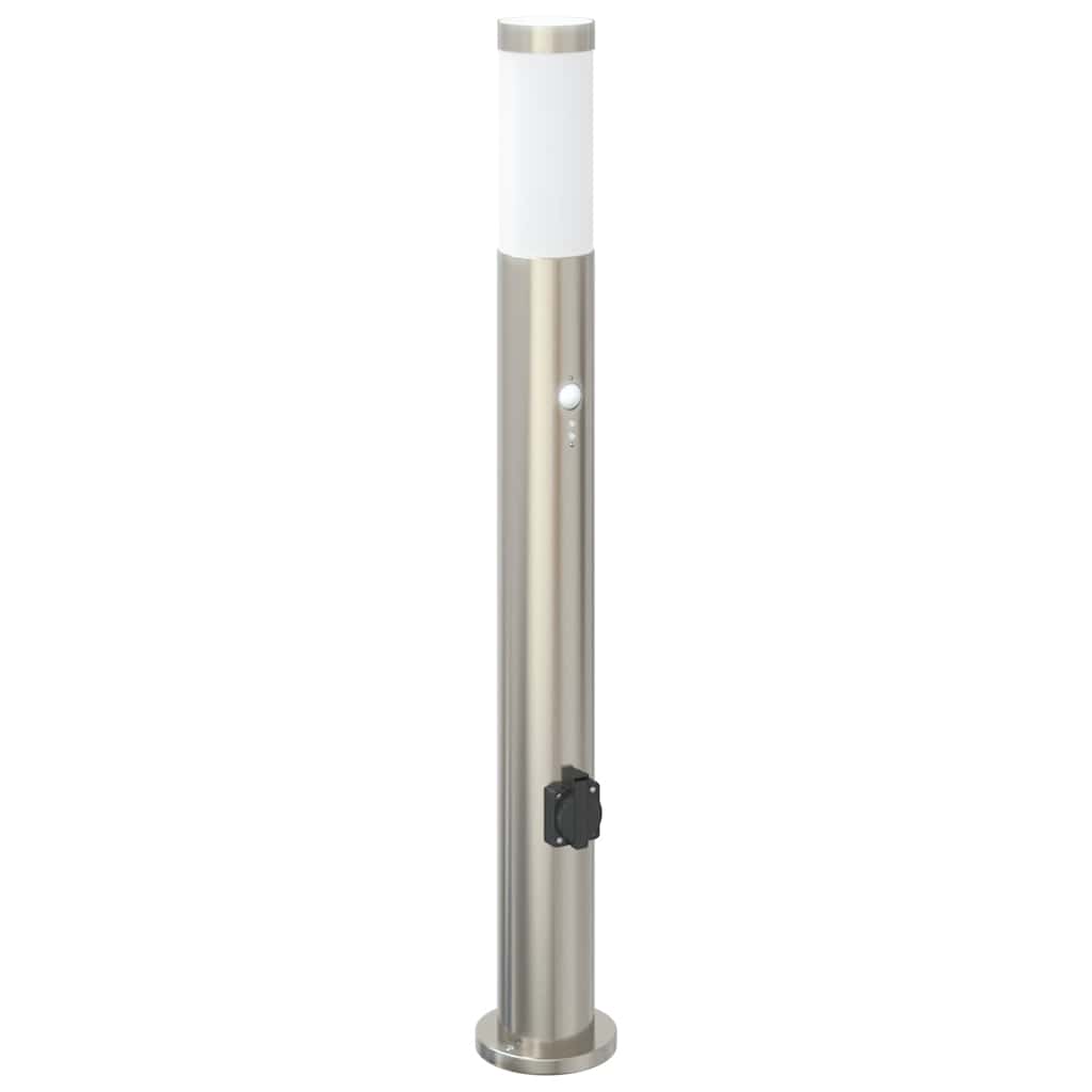 Vidaxl Pollerleuchte mit Sensor und Steckdose 80 cm Edelstahl IP44