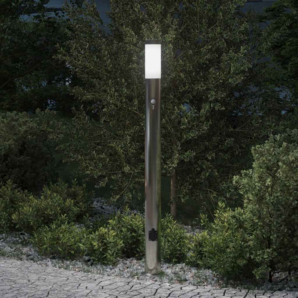 Vidaxx Pollerleuchte mit Sensor und Steckdose 110 cm Edelstahl IP44