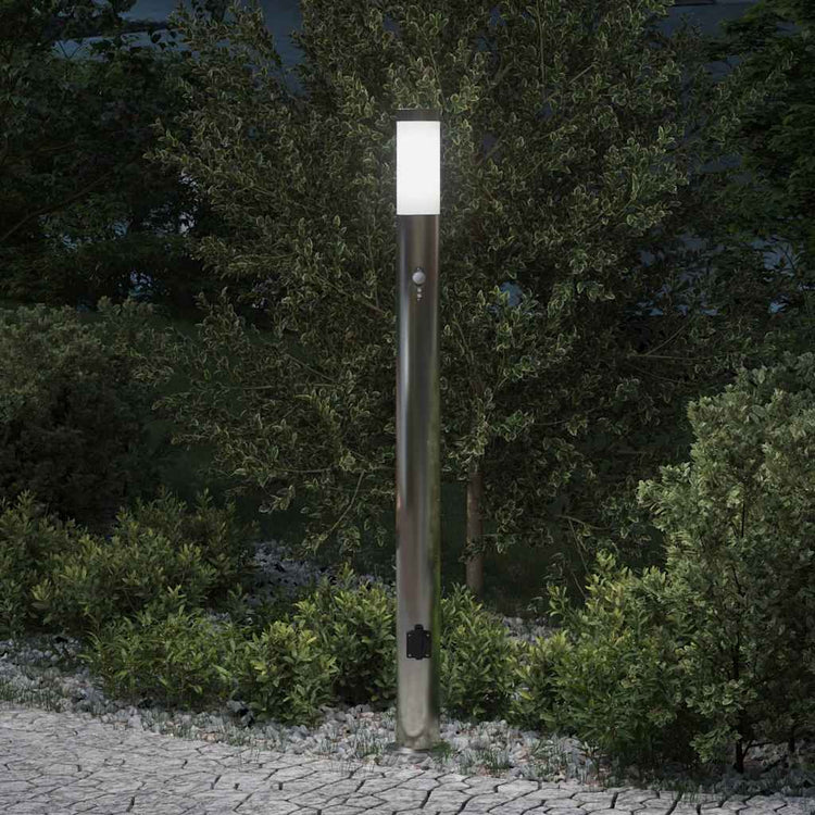 Vidaxx Pollerleuchte mit Sensor und Steckdose 110 cm Edelstahl IP44