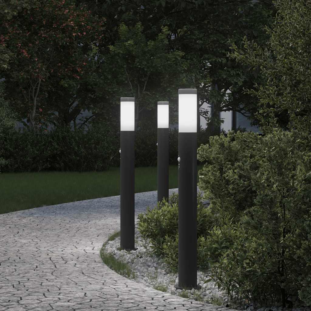 VidaXL Pollerbeleuchtung mit Sensor 3 Stück 80 cm Edelstahl IP44