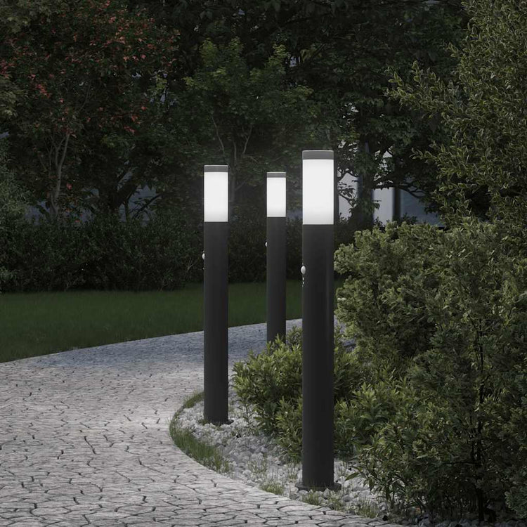 VidaXL Pollerbeleuchtung mit Sensor 3 Stück 80 cm Edelstahl IP44