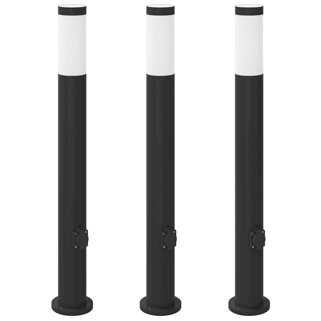 Vidaxx Pollerbeleuchtung mit Fassung 3 Stück 80 cm Edelstahl IP44