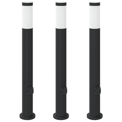 Vidaxx Pollerbeleuchtung mit Fassung 3 Stück 80 cm Edelstahl IP44