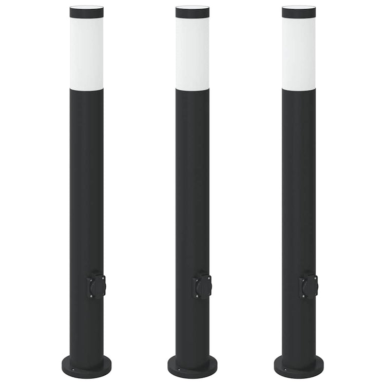 Vidaxx Pollerbeleuchtung mit Fassung 3 Stück 80 cm Edelstahl IP44