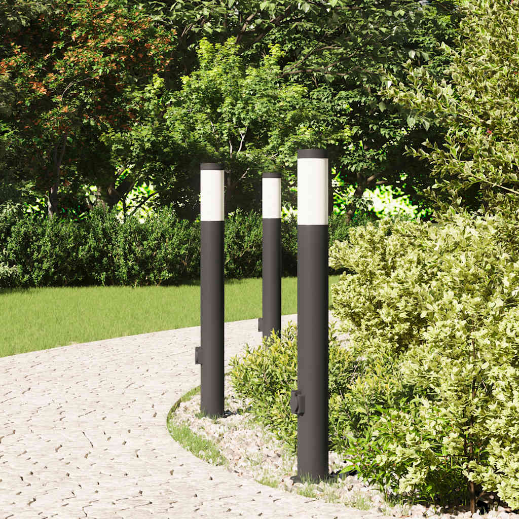 Vidaxx Pollerbeleuchtung mit Fassung 3 Stück 80 cm Edelstahl IP44
