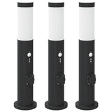 Vidaxx Pollerbeleuchtung mit Sensor und Steckdose 3 Stück 50 cm Edelstahl IP44 - afbeelding 2