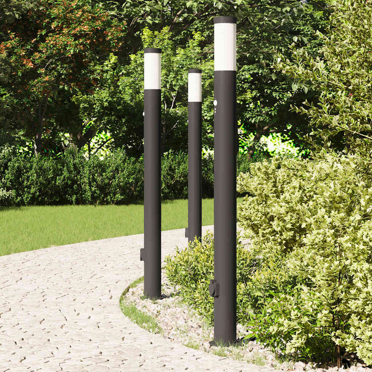 Vidaxx Pollerbeleuchtung mit Sensor und Steckdose 3 Stück 110 cm Edelstahl IP44