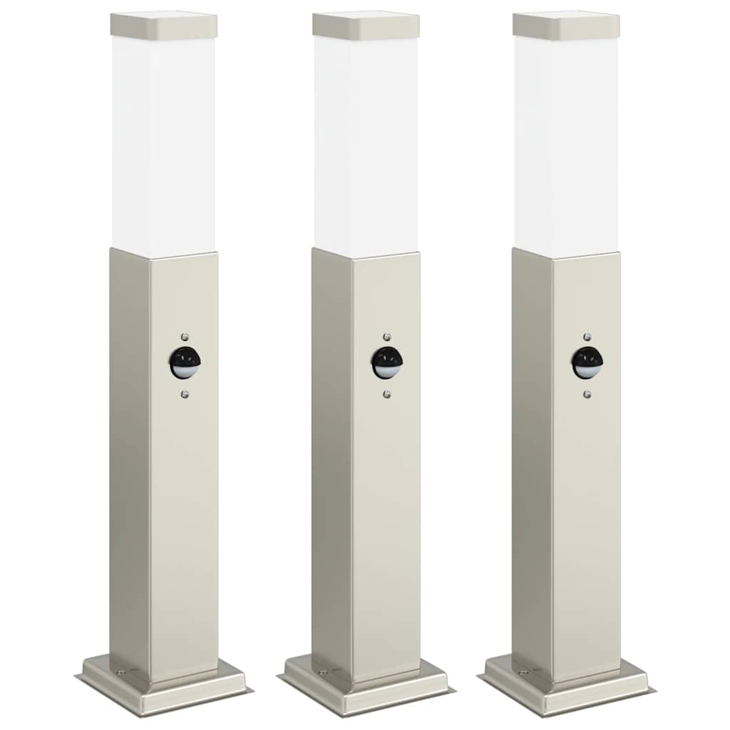 Vidaxx Pollerbeleuchtung mit Sensor 3 Stück 50 cm Edelstahl IP44
