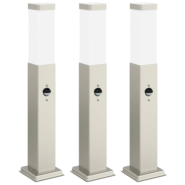 Vidaxx Pollerbeleuchtung mit Sensor 3 Stück 50 cm Edelstahl IP44