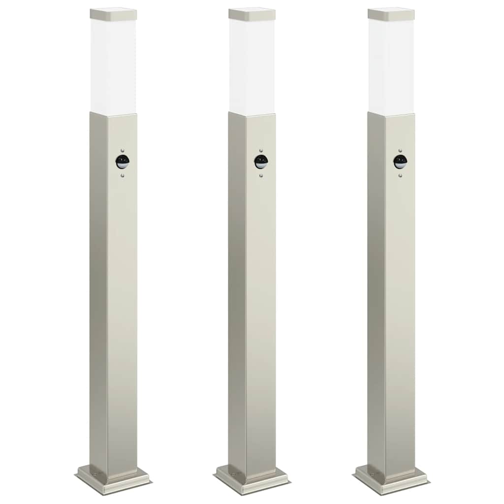 VidaXL Pollerbeleuchtung mit Sensor 3 Stück 80 cm Edelstahl IP44