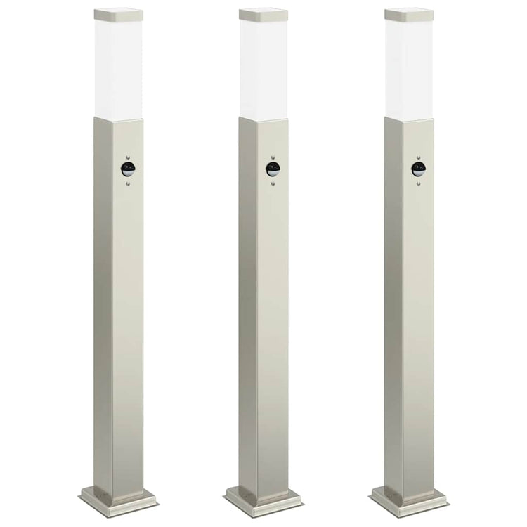 VidaXL Pollerbeleuchtung mit Sensor 3 Stück 80 cm Edelstahl IP44