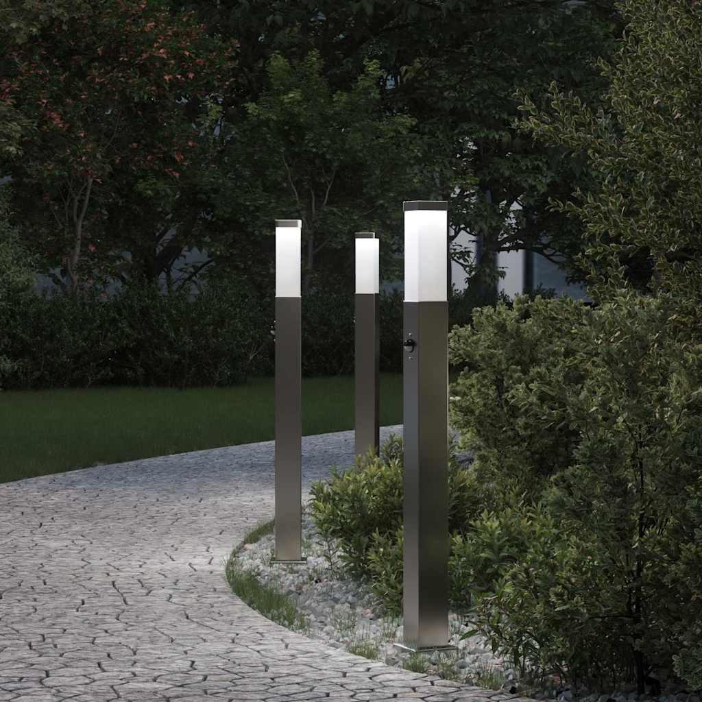 VidaXL Pollerbeleuchtung mit Sensor 3 Stück 80 cm Edelstahl IP44