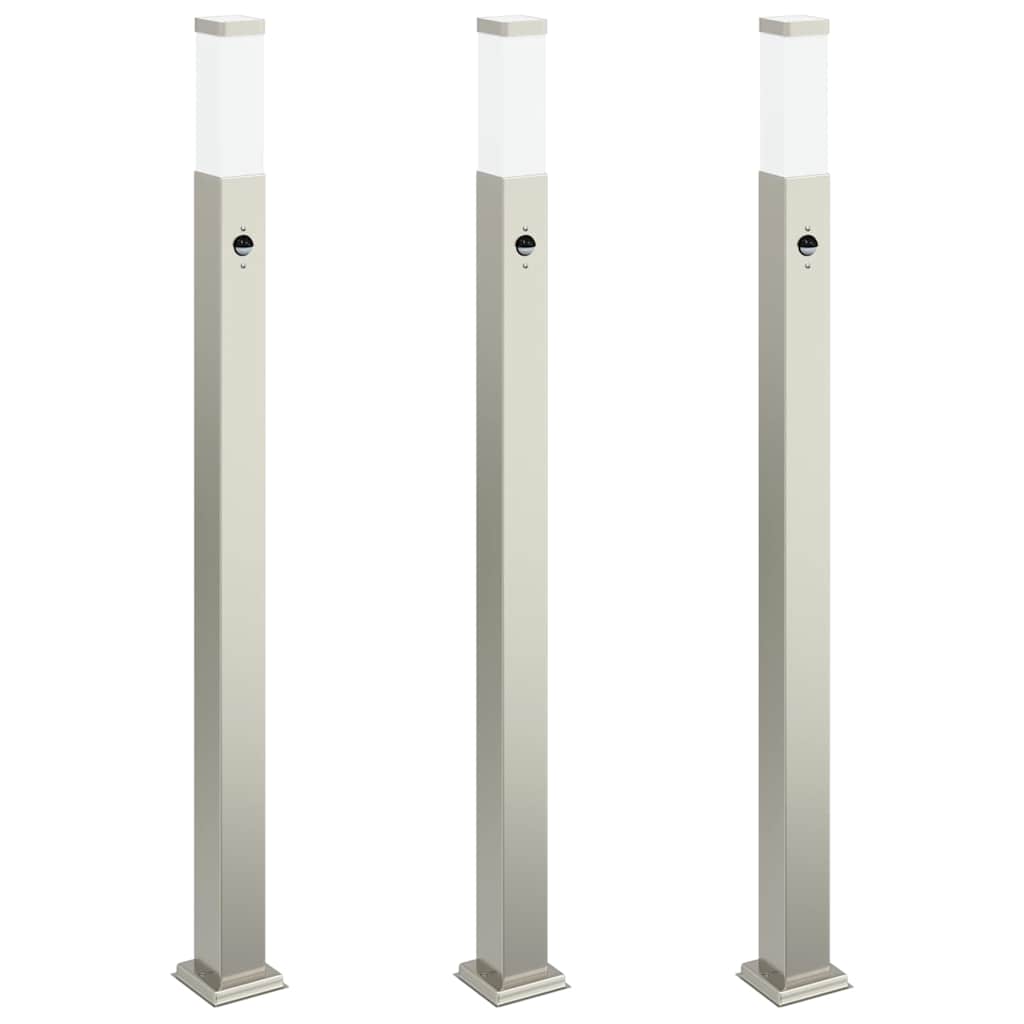 VidaXL Pollerbeleuchtung mit Sensor 3 Stück 110 cm Edelstahl IP44
