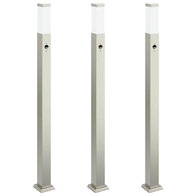 VidaXL Pollerbeleuchtung mit Sensor 3 Stück 110 cm Edelstahl IP44