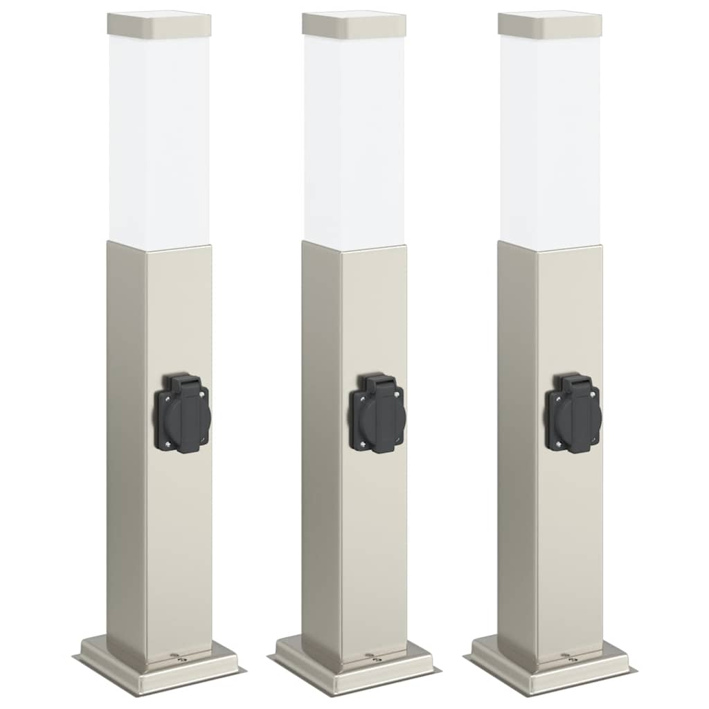 Vidaxx Pollerleuchte mit Fassung 3 Stück 50 cm Edelstahl IP44