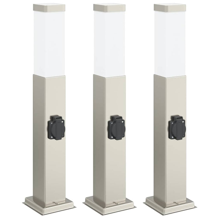 Vidaxx Pollerleuchte mit Fassung 3 Stück 50 cm Edelstahl IP44