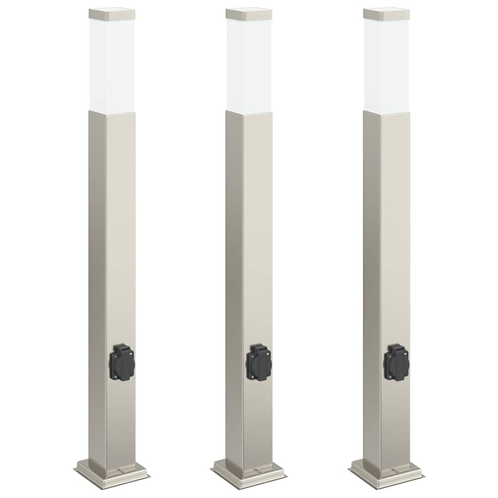 Vidaxx Pollerbeleuchtung mit Fassung 3 Stück 80 cm Edelstahl IP44