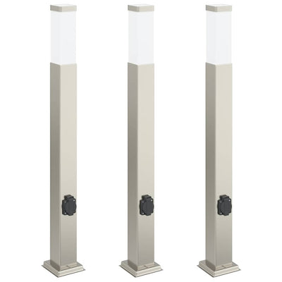 Vidaxx Pollerbeleuchtung mit Fassung 3 Stück 80 cm Edelstahl IP44